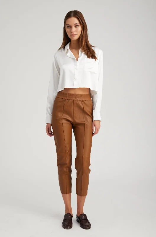 Clearance Event Walnut Leather Joggers