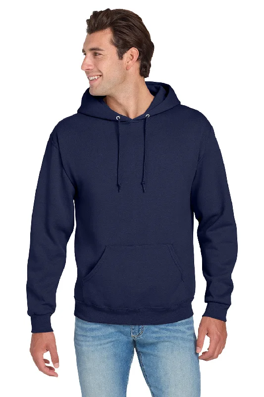 Jerzees Mens NuBlend Pill Resistant Fleece Hooded Sweatshirt Hoodie w/ Pouch Pocket - Navy Blue