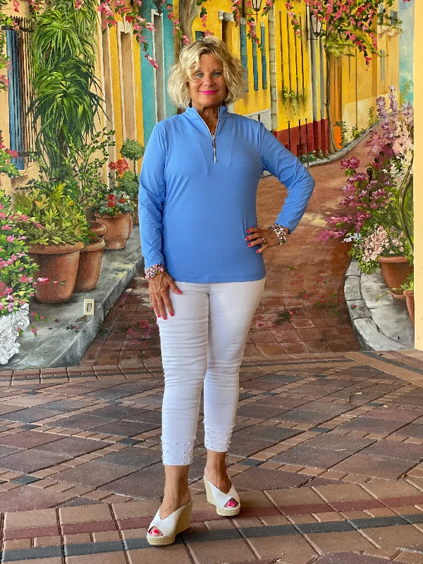 Weekend Bargains to Snag PERRIWINKLE ZIPPER TOP