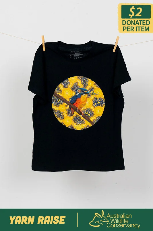 Crazy Savings Kingfisher (Azure Nurnamamdatba) 'Australian Wildlife Conservancy' Navy Cotton Crew Neck Women’s T-Shirt