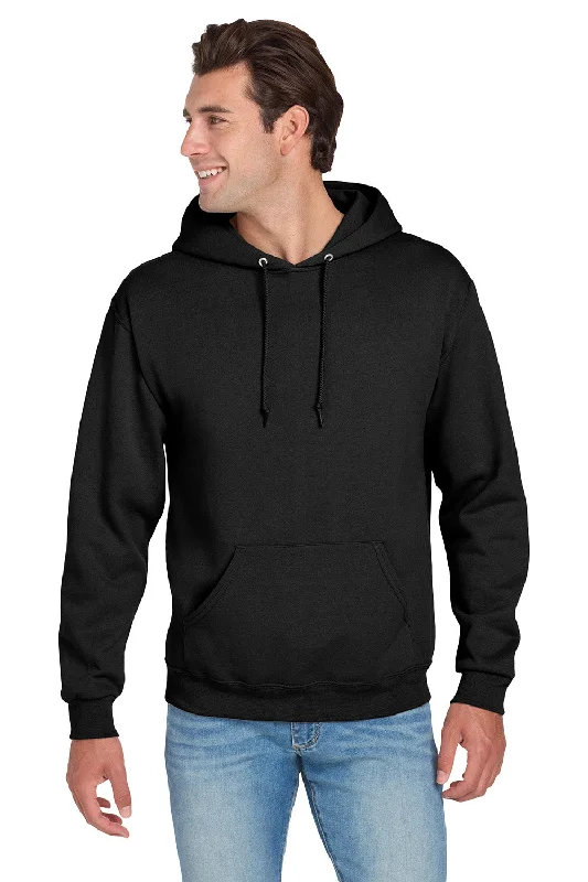 Jerzees Mens NuBlend Pill Resistant Fleece Hooded Sweatshirt Hoodie w/ Pouch Pocket - Black