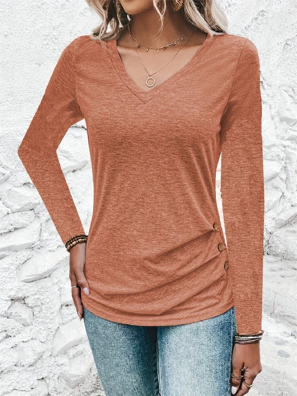 Act Now Heathered V-Neck Long Sleeve T-Shirt