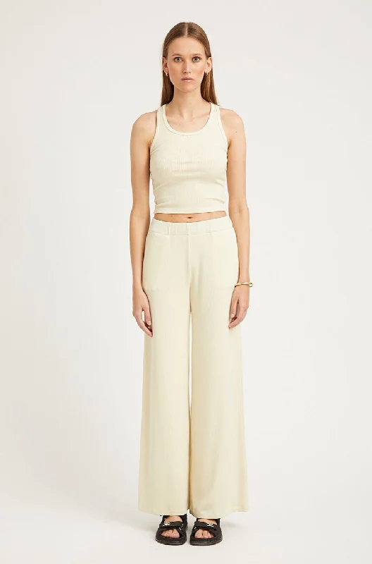 Celebrate the Weekend with Discounts Vintage White Rib Wide Leg Pants