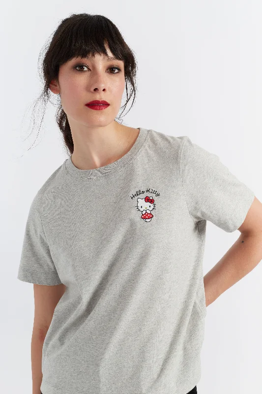 Limited Supply Grey Cotton Hello Kitty Toadstool T-Shirt