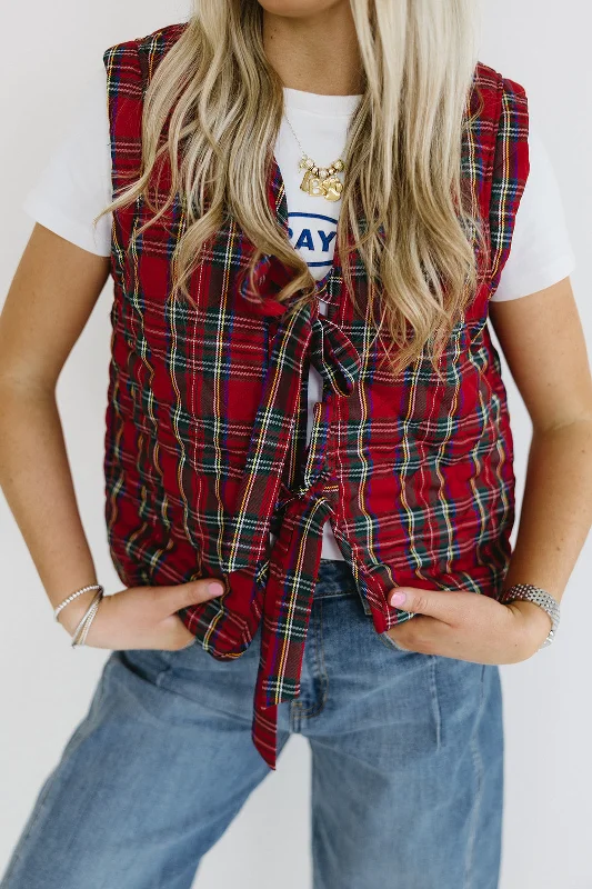 Anniversary Sale Wells Plaid Vest - Red Multi
