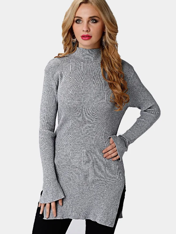 Mega Discount Custom Plain Long Sleeve Slit Hem T-Shirts