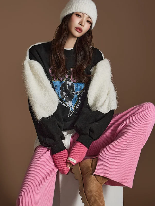 Shop Now E3648 Fur Printed Sweatshirt