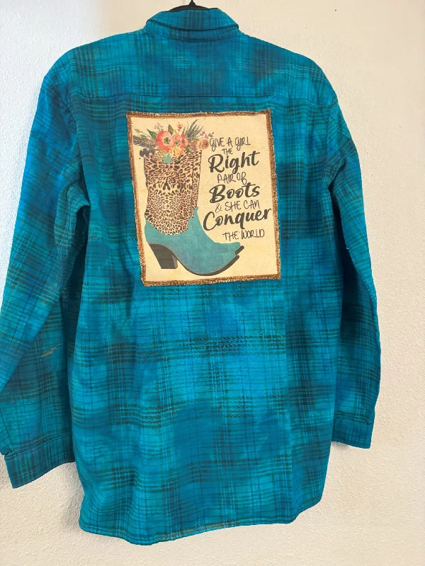 Limited Availability Tie Dye Flannel with quote:  Right pair of boots