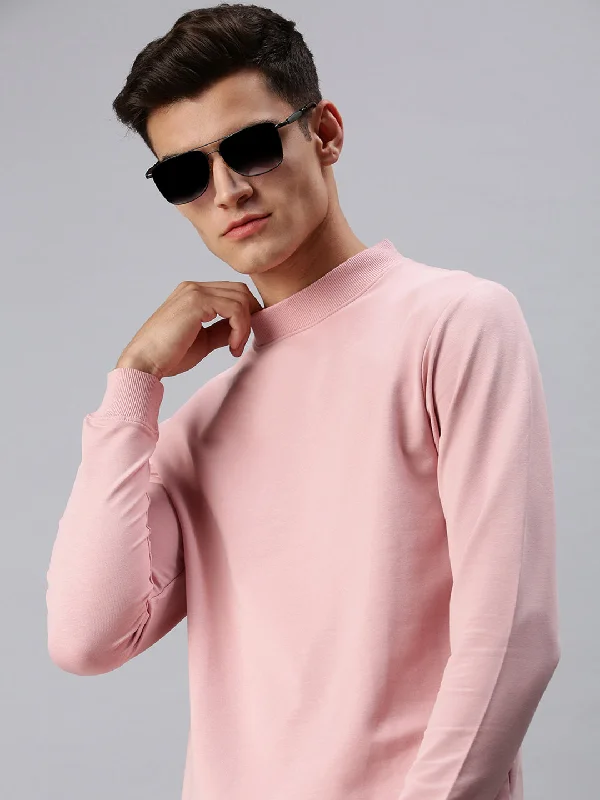 Men Solid Pink Sweatshirt