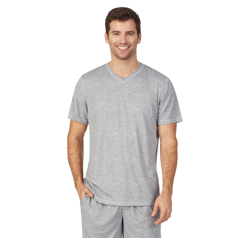 Mens Far-Infrared Enhance Sleep Short Sleeve V-Neck Top