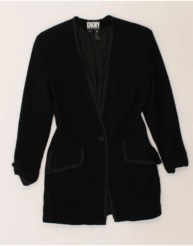 Super Deal DKNY Womens 1 Button Blazer Jacket US 2 XS Black Wool