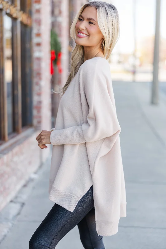 Unwind with Weekend Discounts Always Fun Oatmeal Brown Tunic