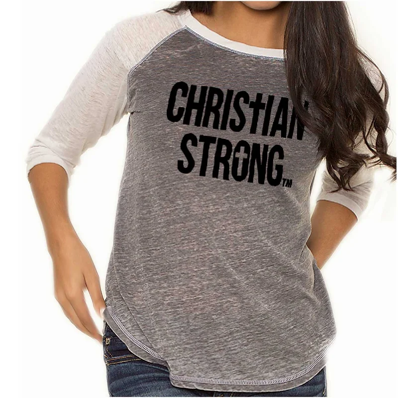 Markdowns Christian Strong Logo Baseball Raglan T