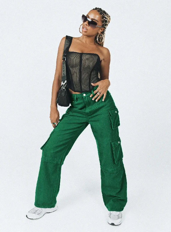 Price Drop Darla Cargo Denim Jeans Green
