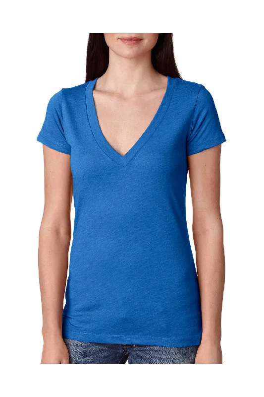 Can't Be Beat Next Level Womens Jersey Short Sleeve V-Neck T-Shirt - Vintage Royal Blue - Closeout