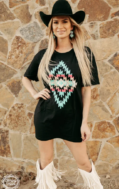 Flash Deal Turquoise Sands Boyfriend Tshirt Dress