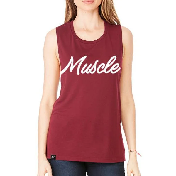 Limited Supply Women's Flowy MUSCLE Tank (Maroon)