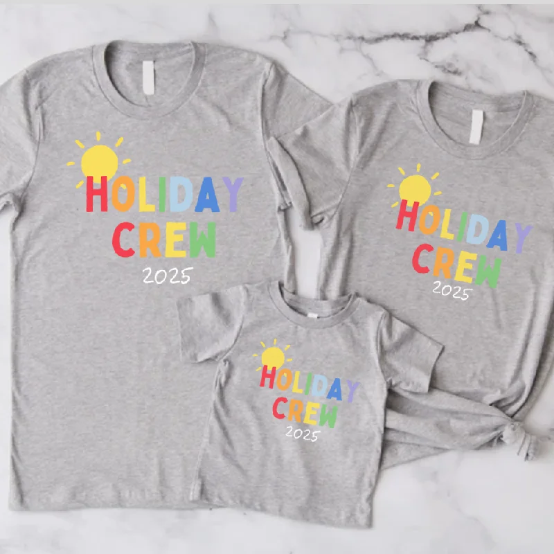 Instant Savings Holiday Crew 2025 Multi Family Matching Grey T-Shirts