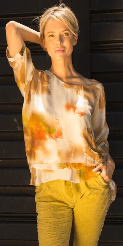 Weekend Discounts to Savor Carmelina Watercolor Silk Kaftan