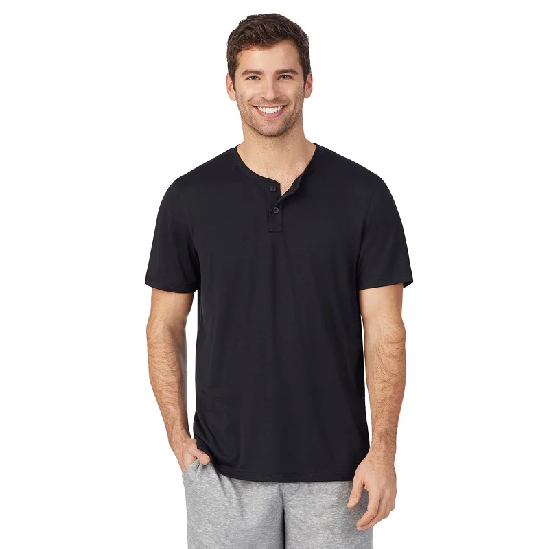 Mens Far-Infrared Enhance Sleep Short Sleeve Henley Top