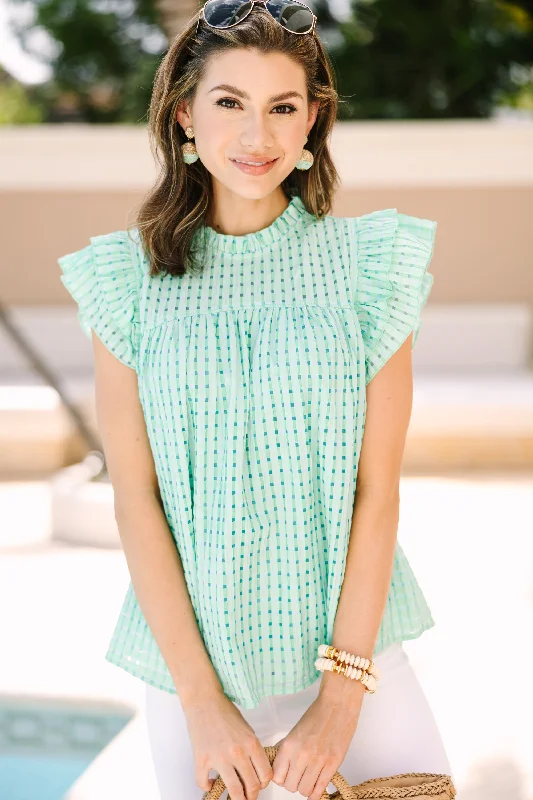 Limited Time Discount All I Ask Mint Green Textured Blouse