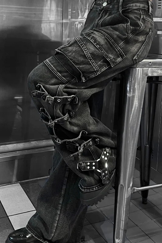 Hot Deal Multi belt washed jeans