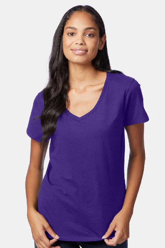 Clearance Sale Hanes Womens Nano-T Short Sleeve V-Neck T-Shirt - Purple
