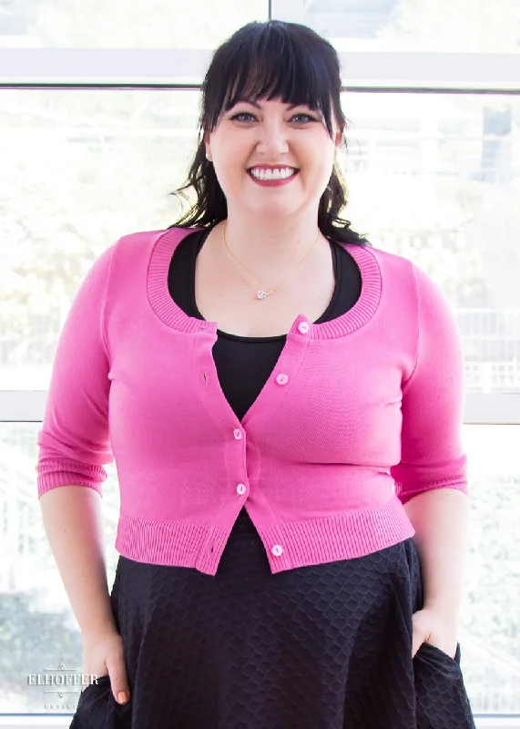 While Supplies Last Essential Cordelia Cropped Cardi - Sweetheart Pink