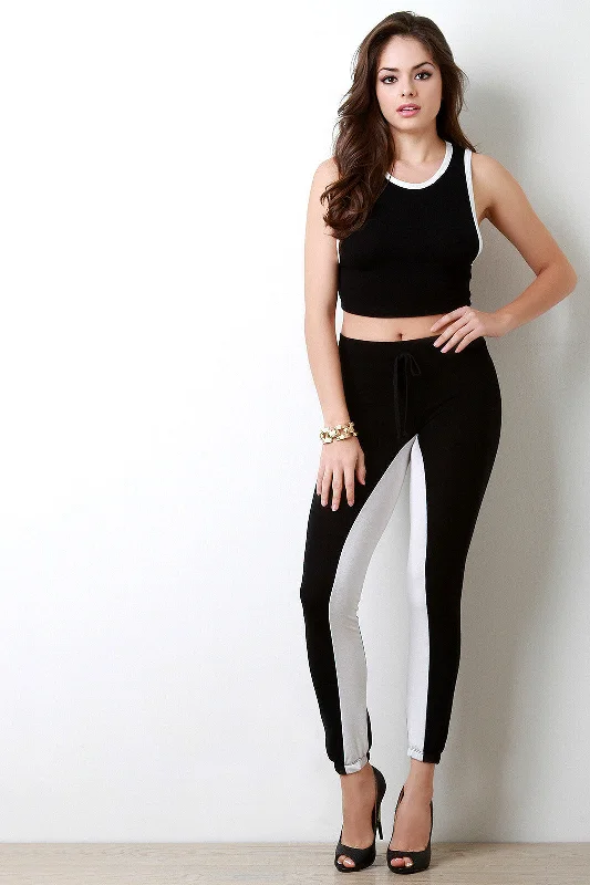 Mega Sale Contrast Trim Sleeveless Crop Top