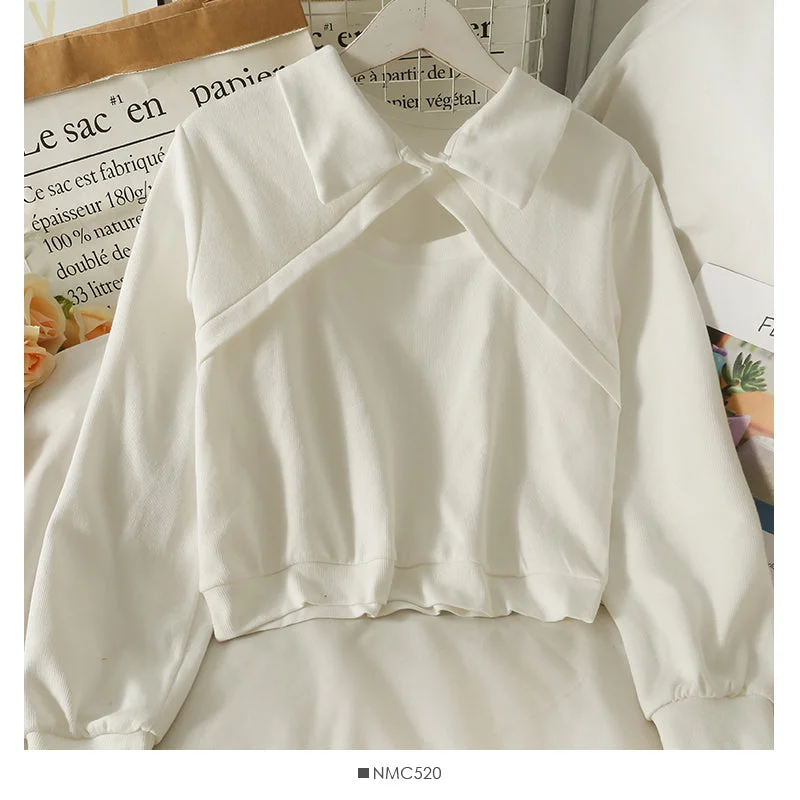 Midnight Madness Top women's autumn short versatile long sleeve sweater  1875