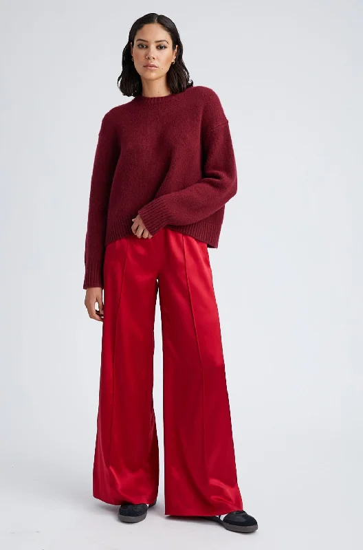 Weekend Discounts to Delight Scarlet Silk Wide Leg Pintuck Pants