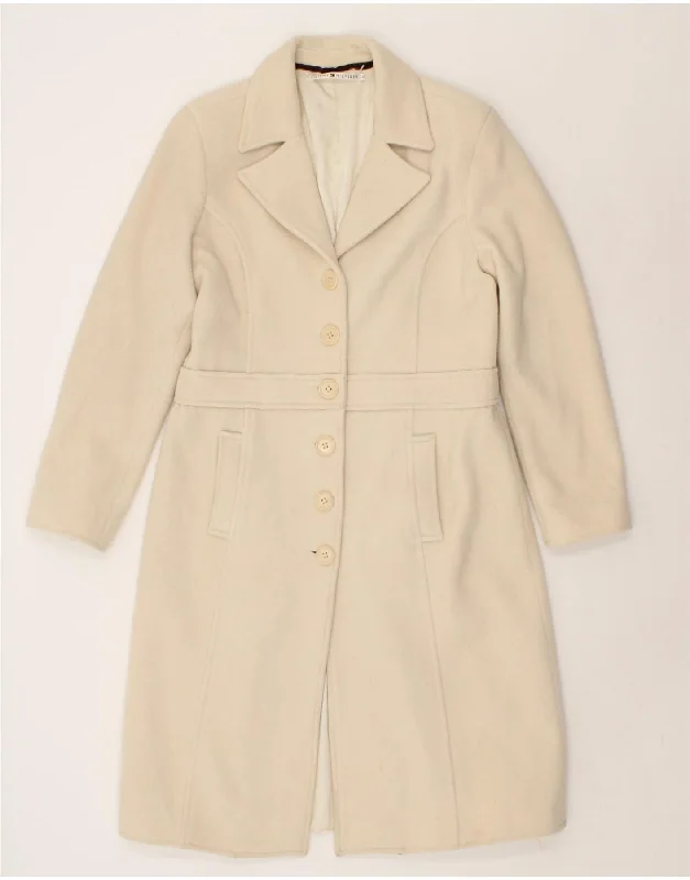 Super Bargain TOMMY HILFIGER Womens Overcoat UK 14 Large Off White Wool