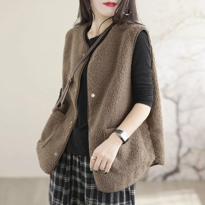 Exclusive Deal Women Solid Color Cozy Sherpa Vest
