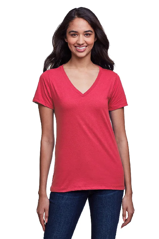 Bargain Bin Next Level Womens Eco Performance Moisture Wicking Short Sleeve V-Neck T-Shirt - Heather Red - Closeout