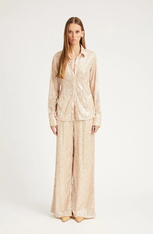 Weekend Specials Just for You Off White Sequin Wide Leg Pants