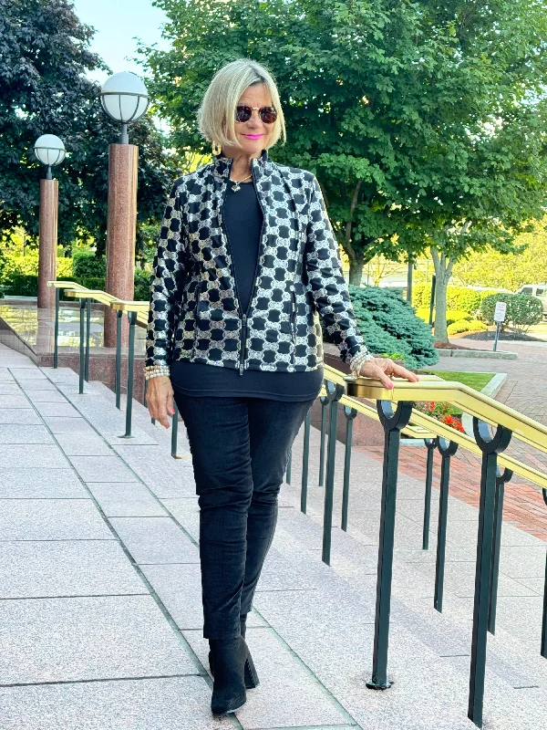 Weekend Bargains to Relish LULU-B BLACK & SILVER METALIC FULL ZIPPER JACKET