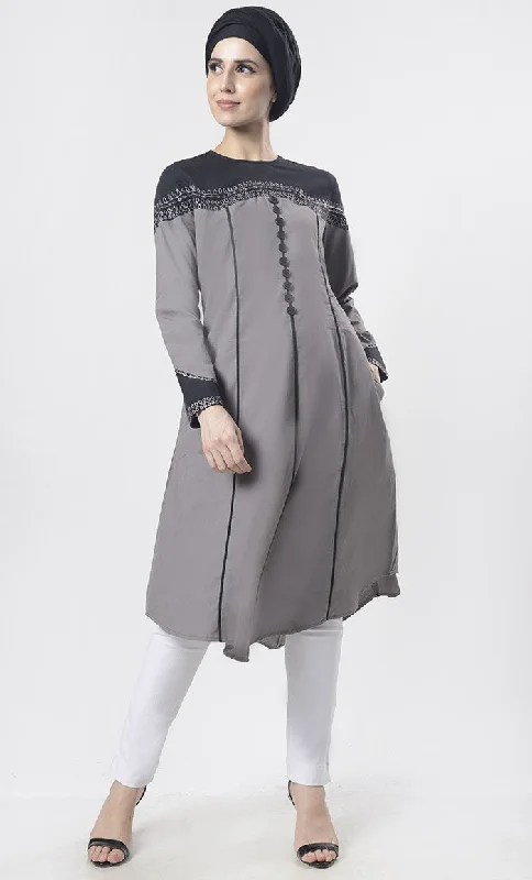 Exclusive Deal Superb black Piping Detailing With Aari Work Tunic