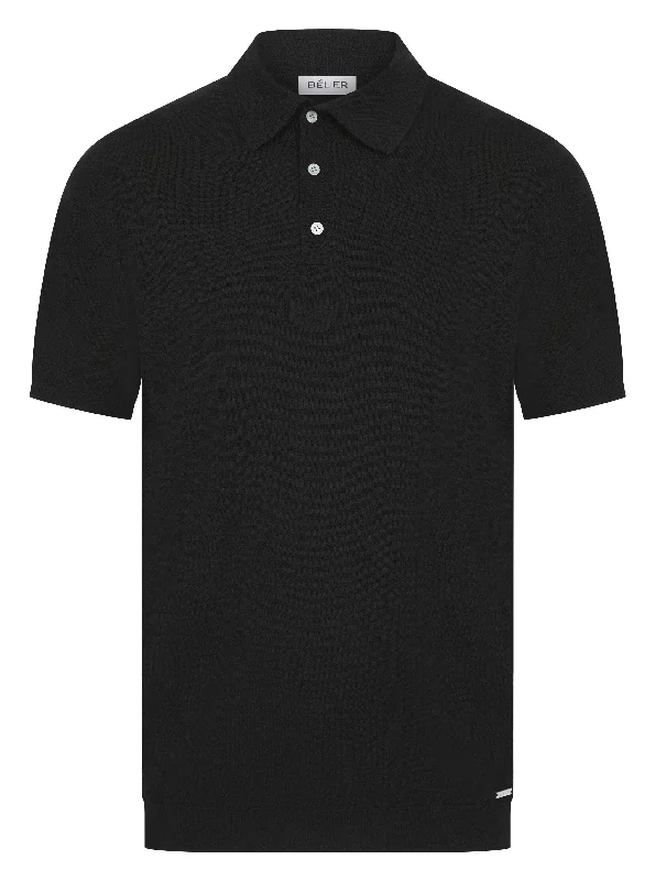 Black Button Merino Polo