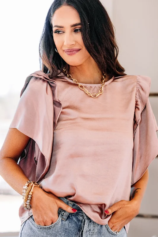 Incredible Offers On Your Way Mauve Pink Satin Blouse