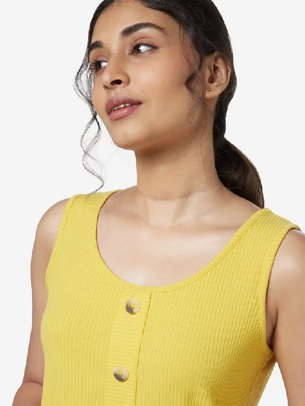 Year-End Deals LOV Yellow Ribbed Tesia Top