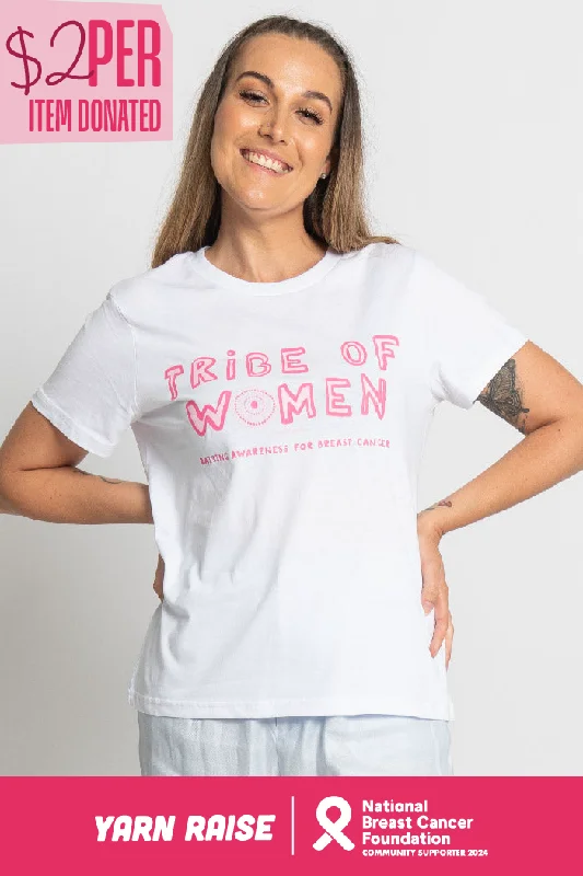Super Bargain Tribe Of Women Type White Cotton Crew Neck Women’s T-Shirt