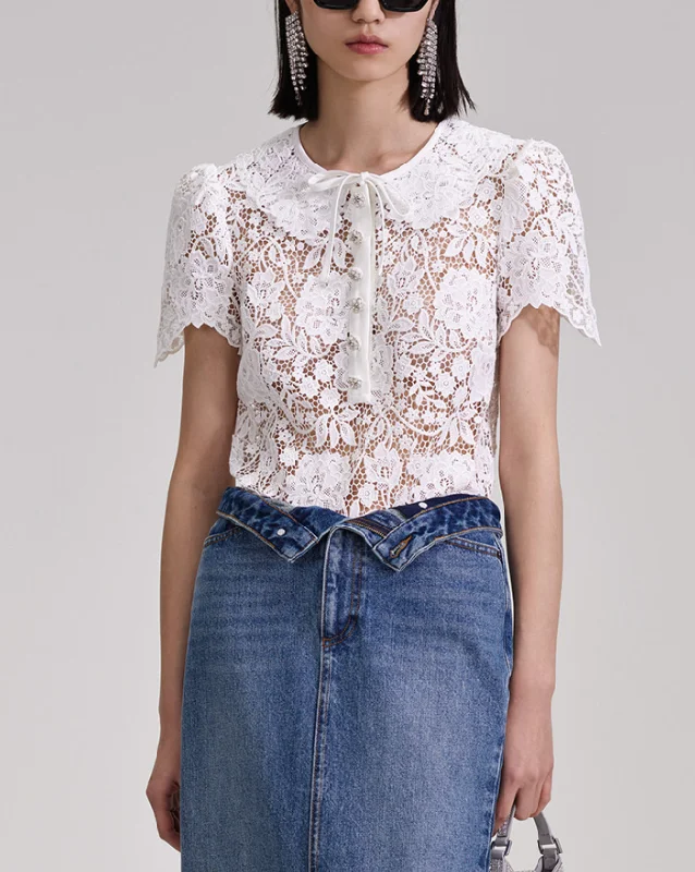 Unbeatable Deal self-portrait Lace Collar Top
