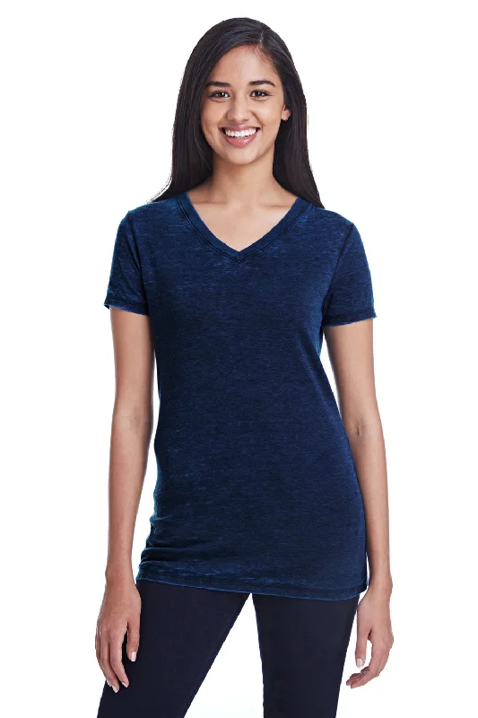 Savings Event Threadfast Apparel Womens Cross Dye Short Sleeve V-Neck T-Shirt - Electric Blue
