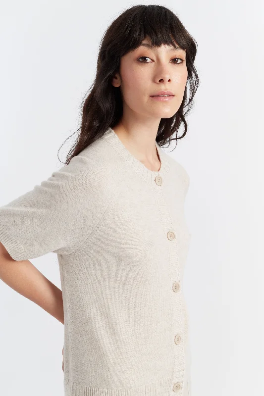 Buy More, Save More Light-Oatmeal Wool-Cashmere Button T-Shirt