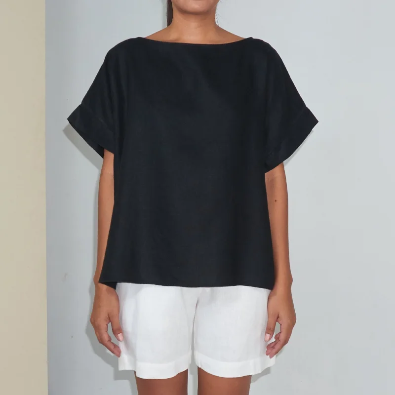 Weekend Bargains to Sizzle KALI TOP - Linen | Black
