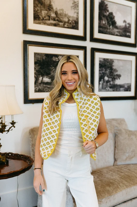 Daily Deals Emma Checkered Vest - Yellow Mix