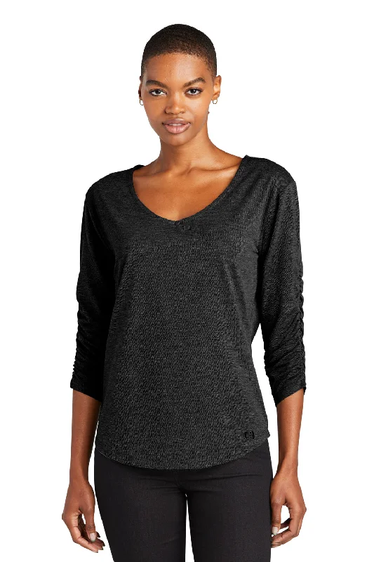 Fantastic Offers Ogio Womens Evolution Moisture Wicking 3/4 Sleeve V-Neck T-Shirt - Blacktop
