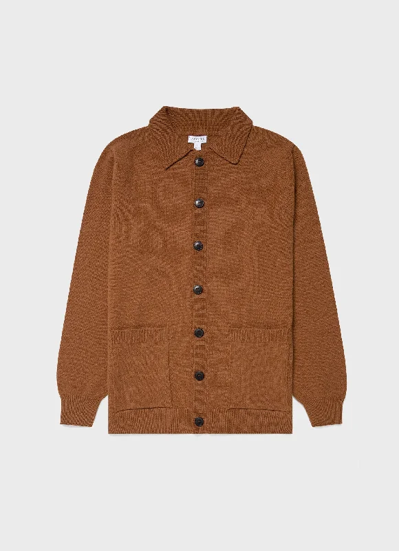 Men's Lambswool Jacket in Dark Camel