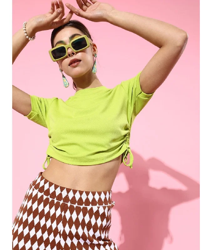 Flash Sale Cotton Stretchable Side Drawstring Crop Top