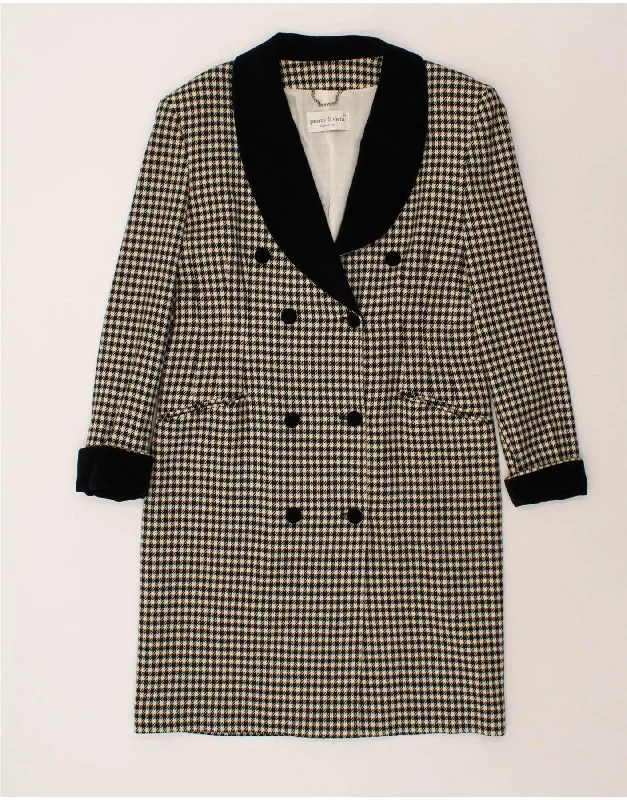 Today’s Deal VINTAGE Womens Double Breasted Coat IT 48 XL Grey Houndstooth Wool